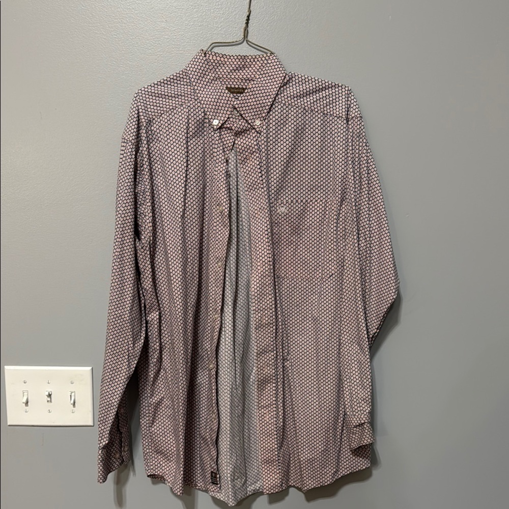 Ariat Men's Red and White Geometric Button-Down Shirt